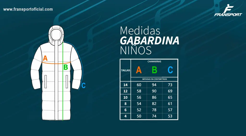 Medidas Gabardina NIÑOS.webp