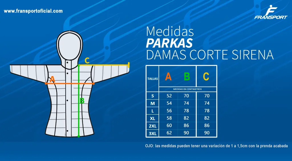 Medidas PARKAS DAMA CORTE SIRENA.webp