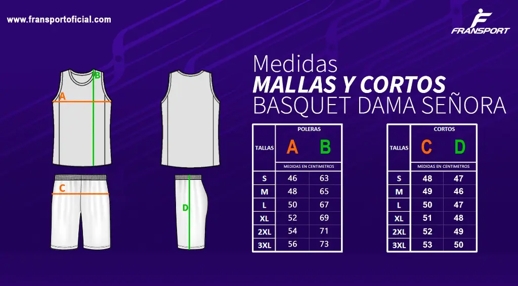 Medidas MALLAS Y CORTOS BASQUET DAMA SEÑORA 2026.webp