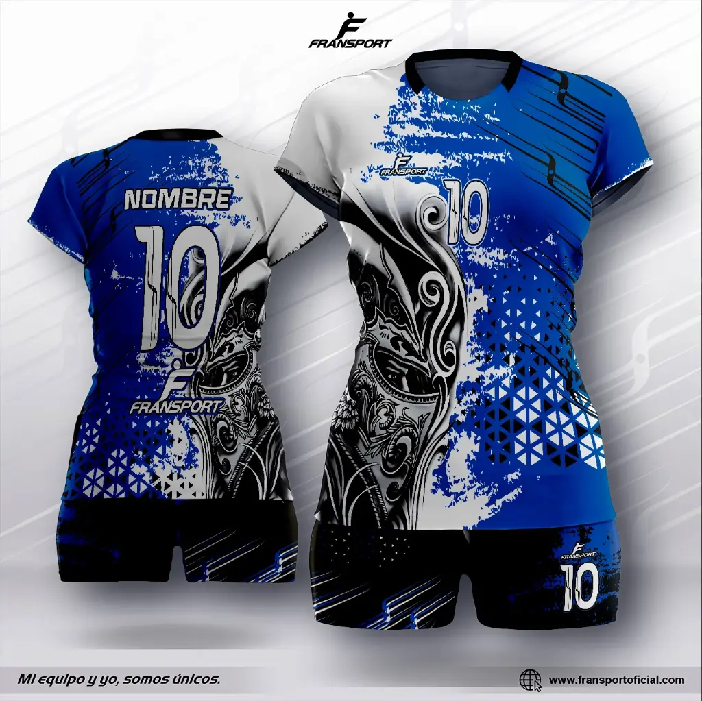 Conjunto Voleyball polera corto - 8534 (Blanco)