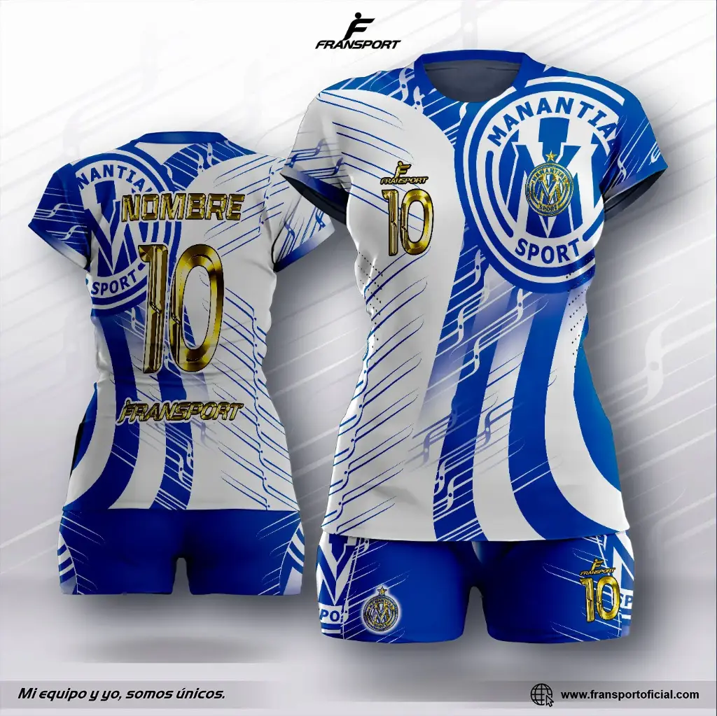 Conjunto Voleyball polera corto - 8502 (Blanco)