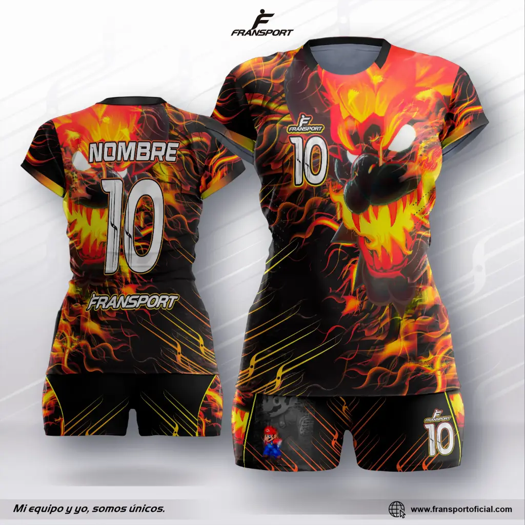 Conjunto Voleyball polera corto - 8486 (Negro)