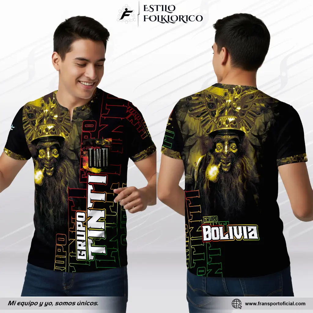 Camiseta Estilo Folklor Bolivia – Morenada | Modelo Personalizable – Fransport - ID 1242 (Negro)