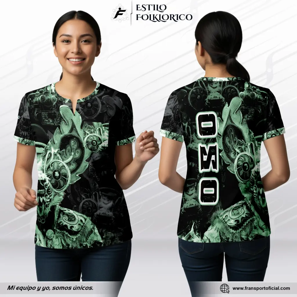 Camiseta mujer Estilo Folklor Bolivia – Diablada Oso | Modelo Personalizable – Fransport - ID 1236