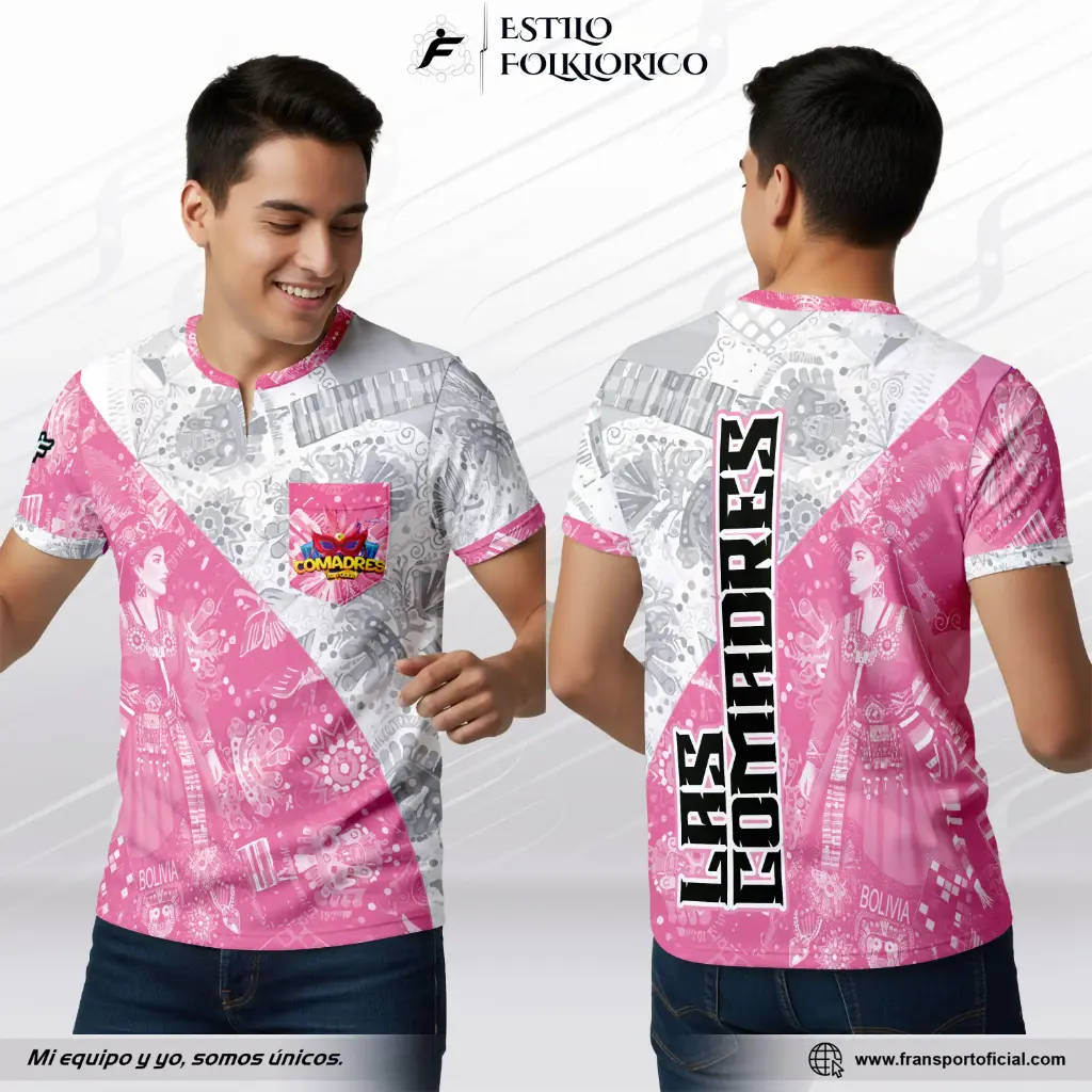 Camiseta Estilo Folklor Bolivia – Tinku | Modelo Personalizable – Fransport - ID 1261 (Blanco)