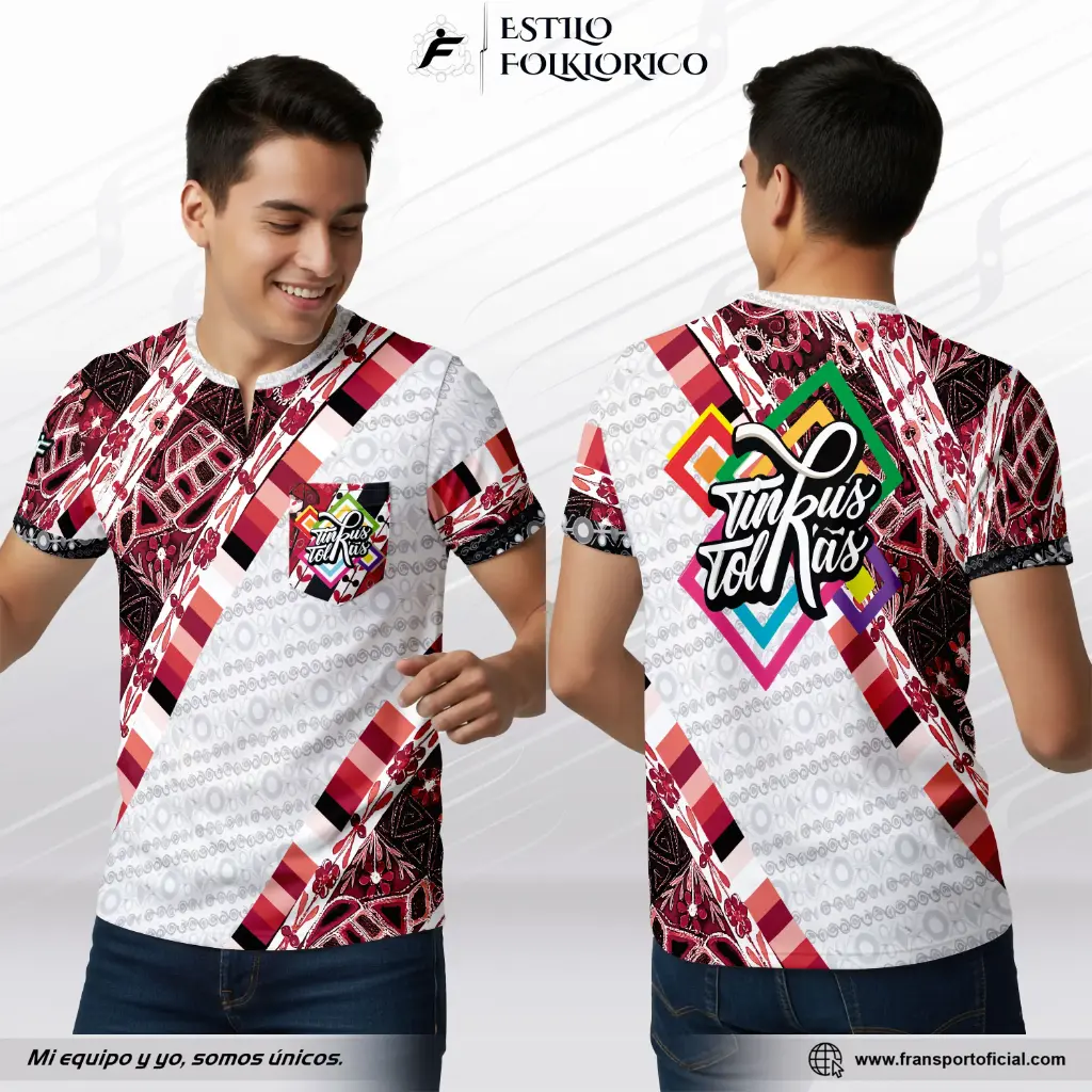 Camiseta Estilo Folklor Bolivia – Tinku | Modelo Personalizable – Fransport - ID 1258 (Blanco)
