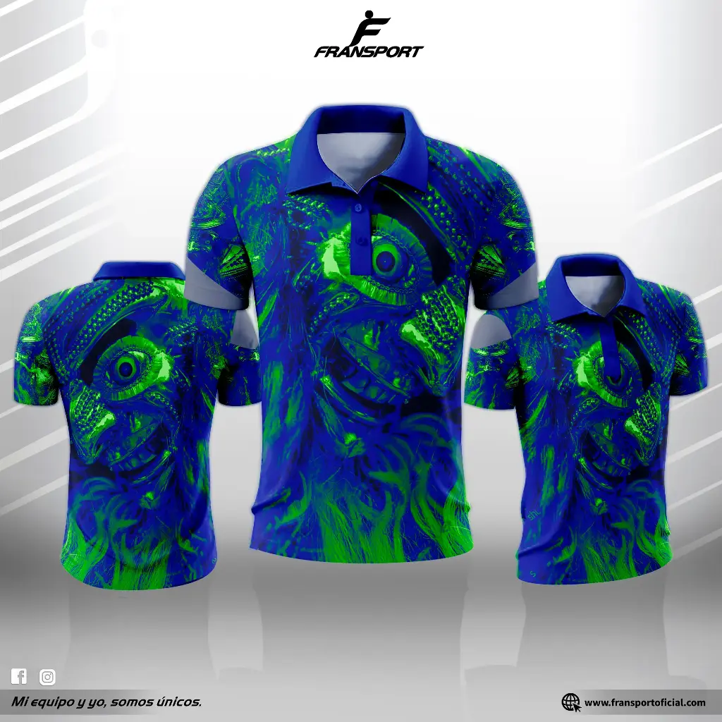 Polo cuello camisa personalizable fransport - diseño morenada (Azul)