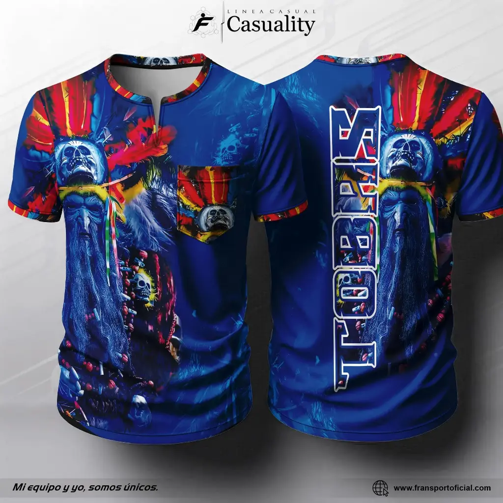 Polera folklorico estilo Tobas (Talla L, Molde Clasico, Manga corta)