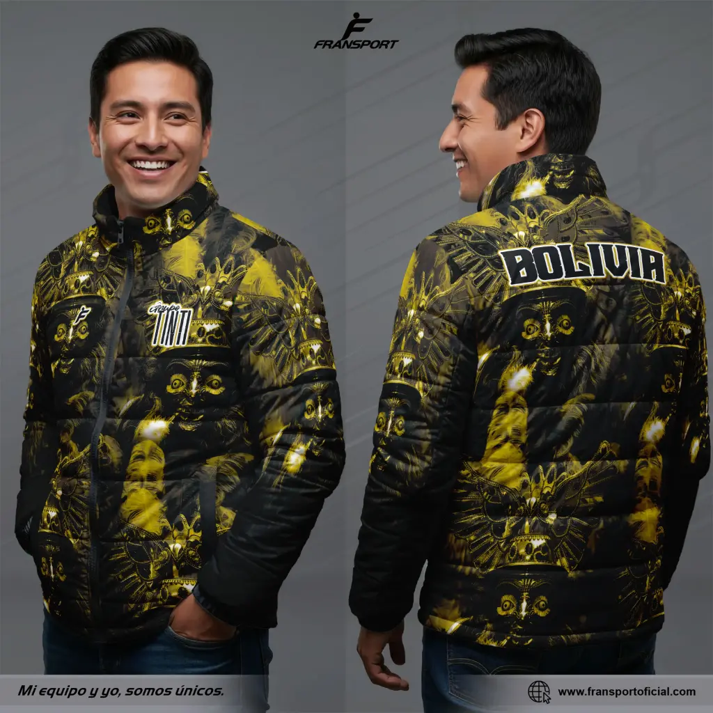 Chamarra termica varon Estilo Folklor Bolivia – Morenada | Modelo Personalizable – Fransport - ID 1242 (Negro)