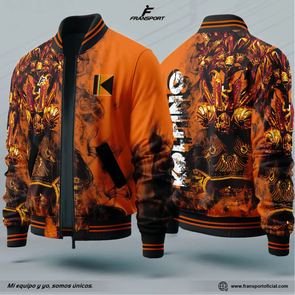 Bomber Estilo Folklor Bolivia – Diablada | Modelo Personalizable – Fransport - ID 1257 (Negro)