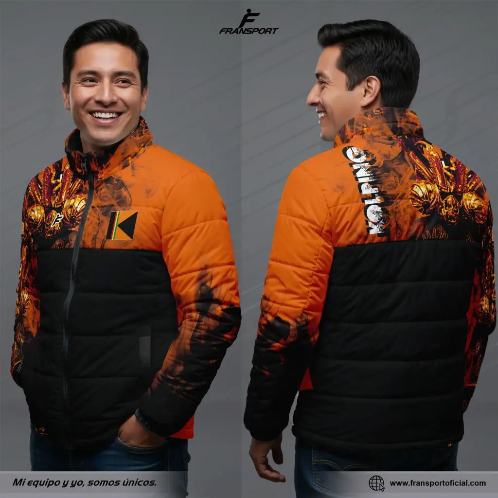Chamarra termica varon Estilo Folklor Bolivia – Diablada | Modelo Personalizable – Fransport - ID 1257 (Negro)