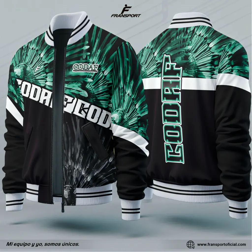 Bomber Estilo Folklor Bolivia | Modelo Personalizable – Fransport - ID 1234 (Negro)