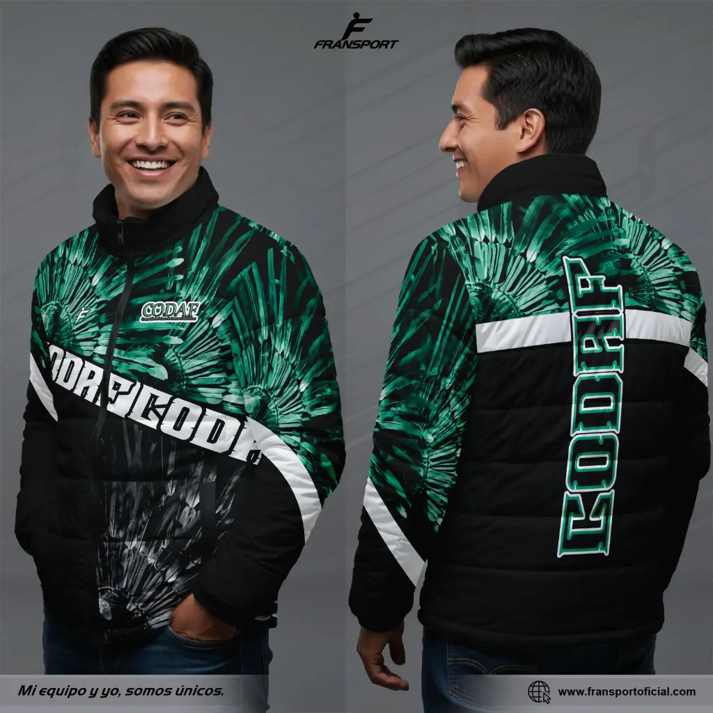 Chamarra termica varon Estilo Folklor Bolivia | Modelo Personalizable – Fransport - ID 1234 (Negro)
