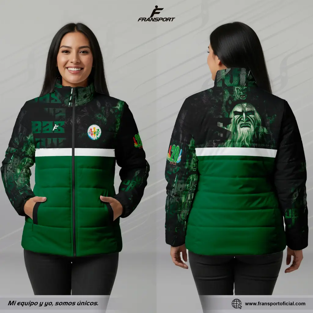 Chamarra termica mujer Estilo Folklor Bolivia – Tobas | Modelo Personalizable – Fransport - ID 1241 (Negro)