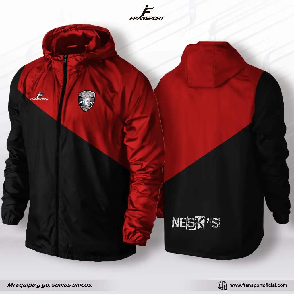 Impermeable - Rompevientos personalizable Fransport (Negro)