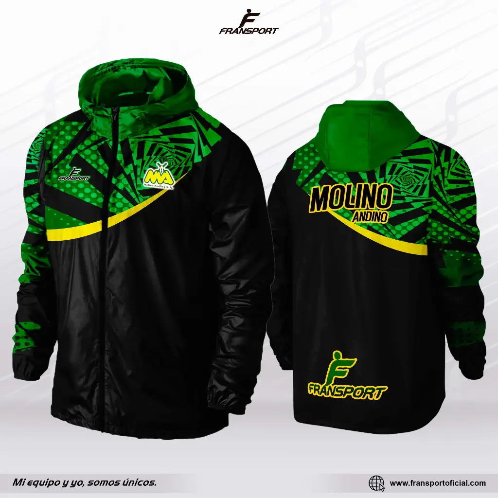 Impermeable - Rompevientos personalizable Fransport (Negro)