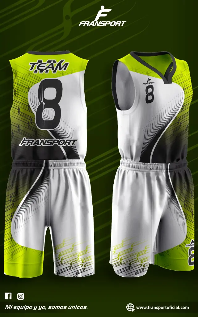 Conjunto malla y bermuda basquet   (Blanco)