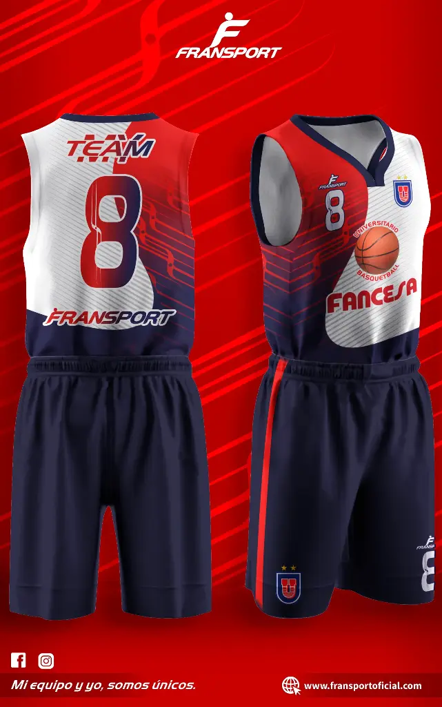 Conjunto malla y bermuda basquet   (Blanco)