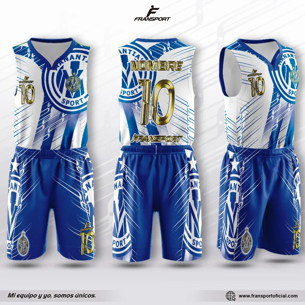 Conjunto malla y bermuda basquet  (Blanco)