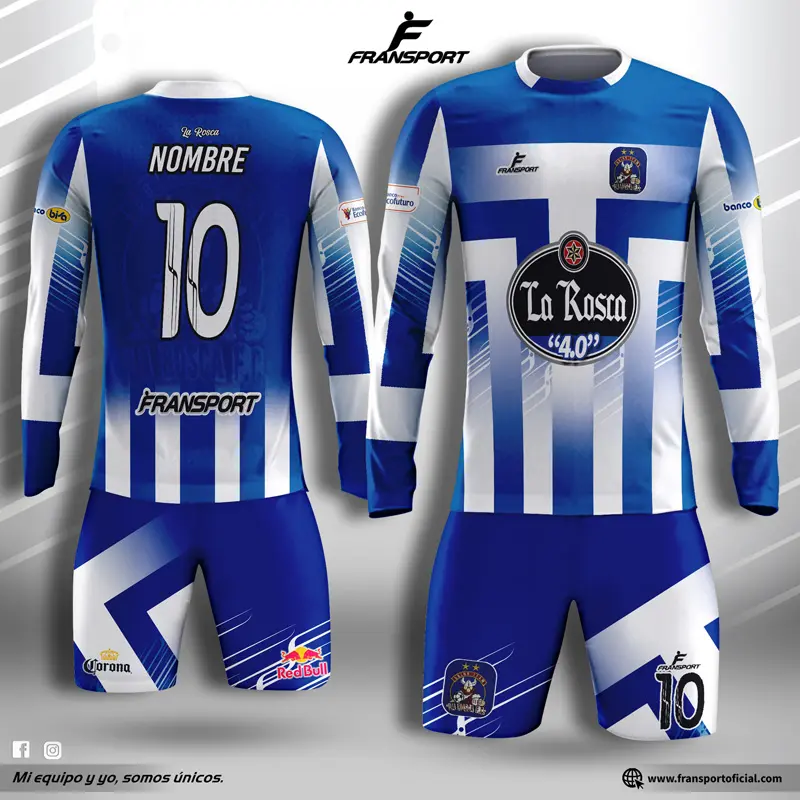 Poleras y corto Fútbol Diseño Fransport Personalizable full sublimado (Blanco)