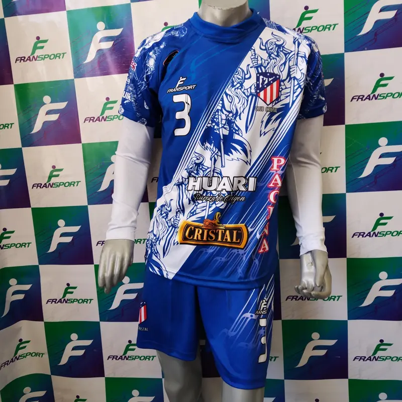 Poleras y corto Fútbol Diseño Fransport Personalizable full sublimado (Blanco)
