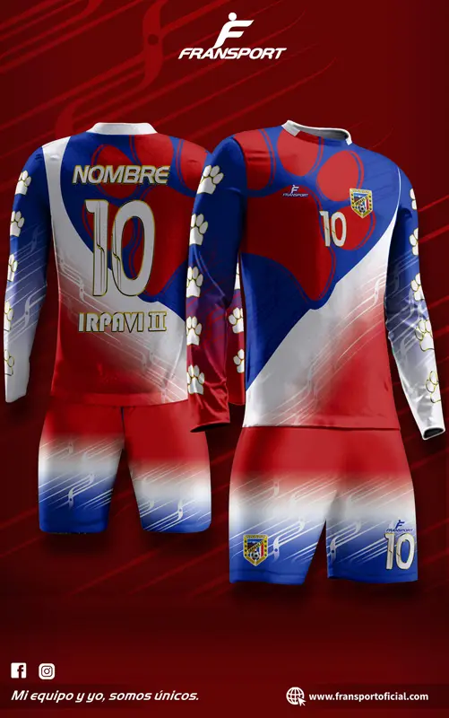 Poleras y corto Fútbol Diseño Fransport Personalizable full sublimado (Blanco)