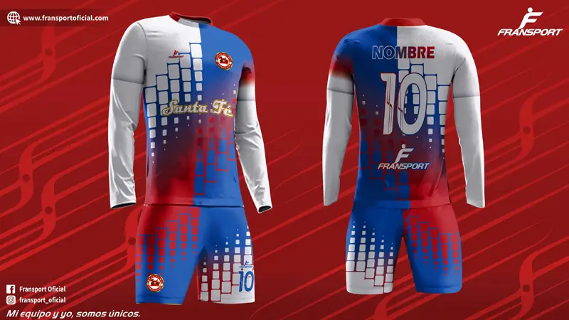 Poleras y corto Fútbol Diseño Fransport Personalizable full sublimado (Blanco)