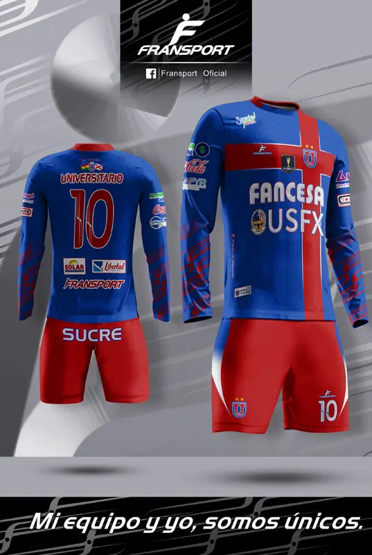 Poleras y corto Fútbol Diseño Fransport Personalizable full sublimado (Azul)