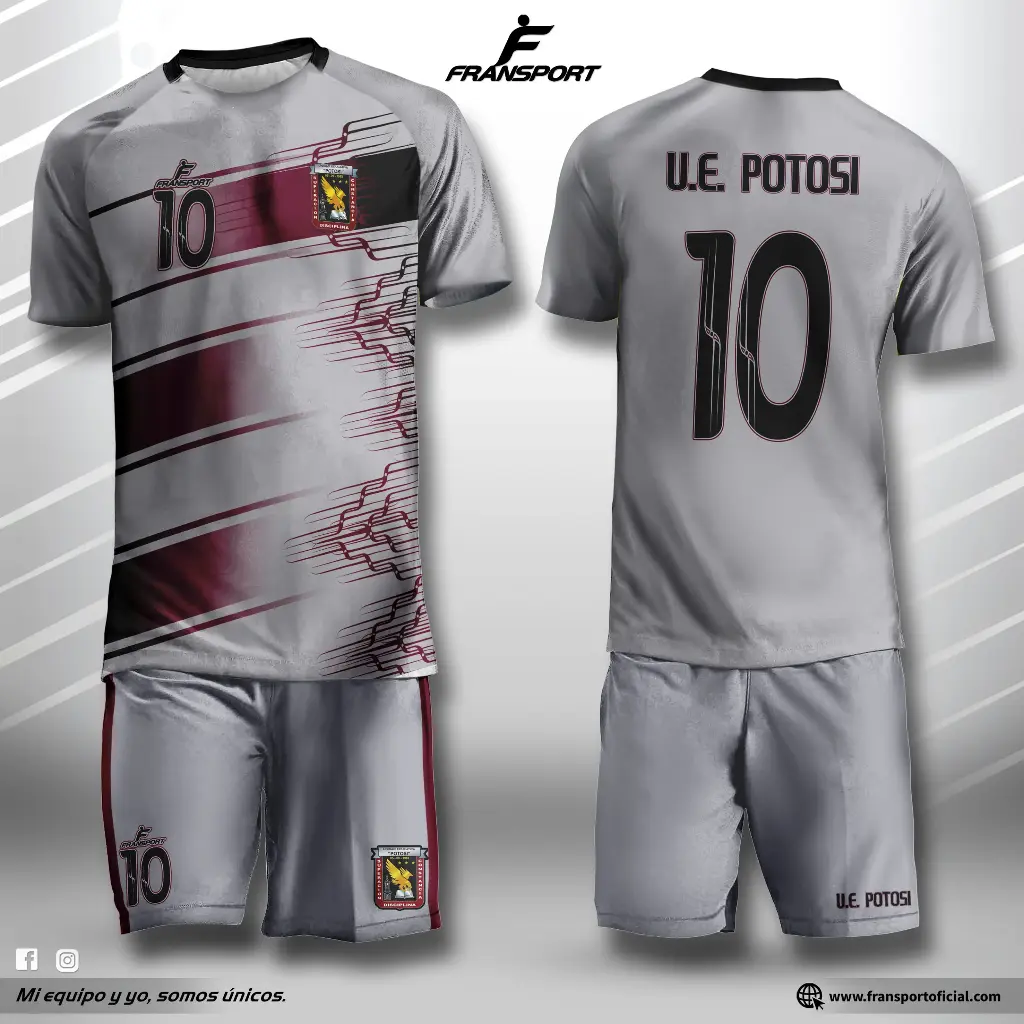 Poleras y corto Fútbol Diseño Fransport Personalizable full sublimado (Negro)