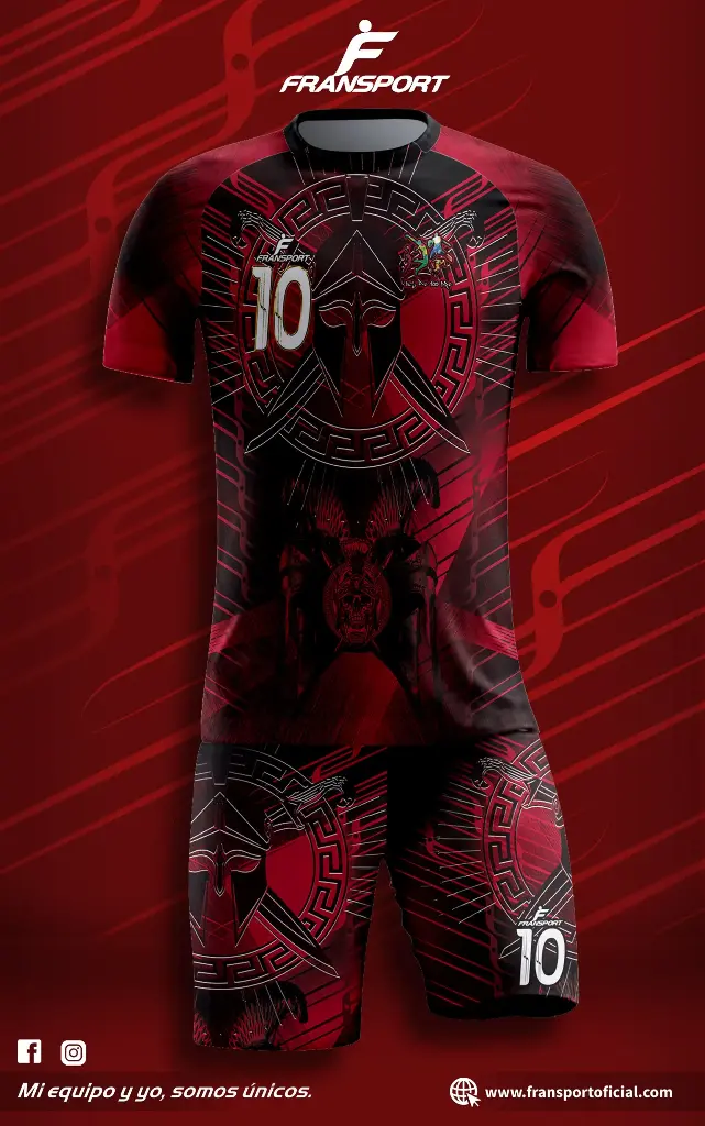 Poleras y corto Fútbol Diseño Fransport Personalizable full sublimado (Negro)