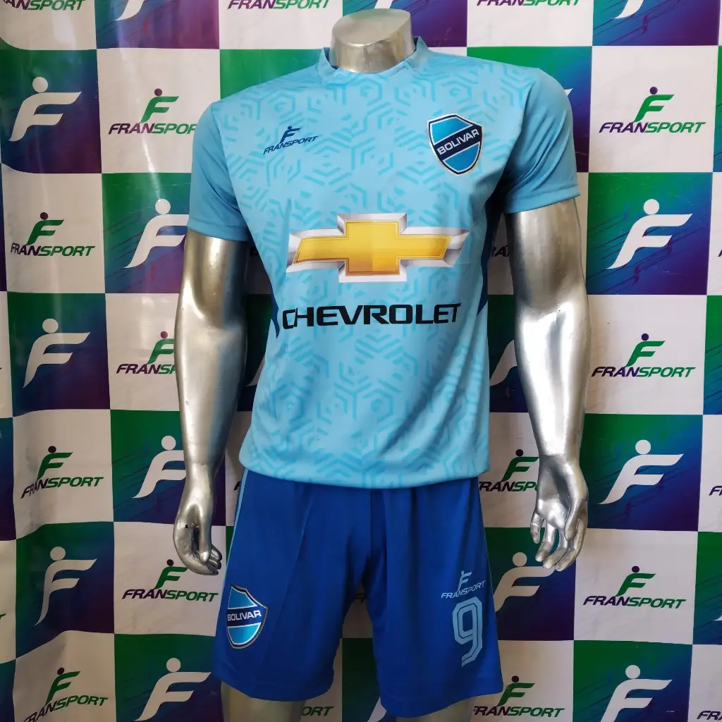 Poleras y corto Fútbol Diseño Fransport Personalizable sin sublimado (Azul pastel)