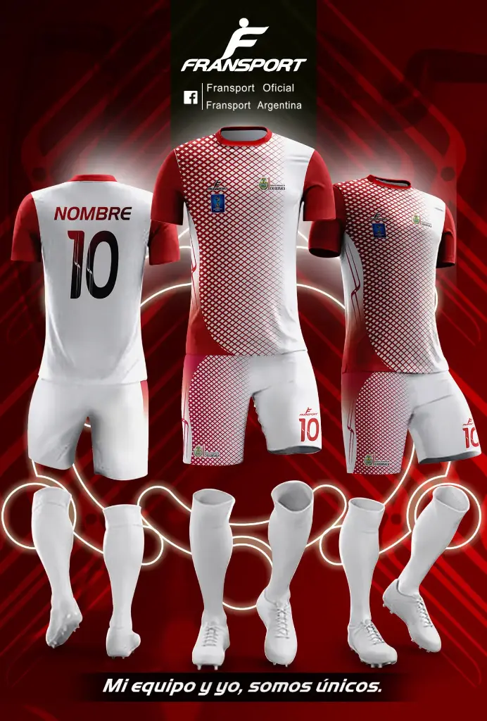 Poleras y corto Fútbol Diseño Fransport Personalizable full sublimado (Blanco)