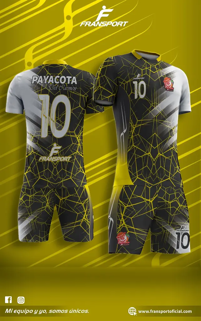 Poleras y corto Fútbol Diseño Fransport Personalizable full sublimado (Blanco)