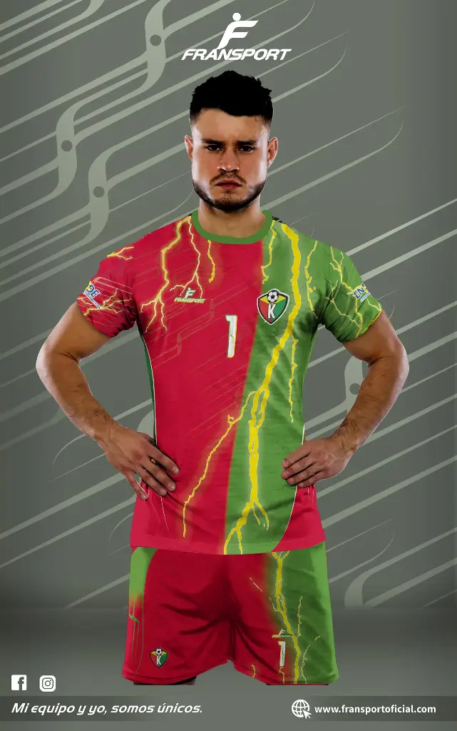 Poleras y corto Fútbol Diseño Fransport Personalizable full sublimado (Verde)