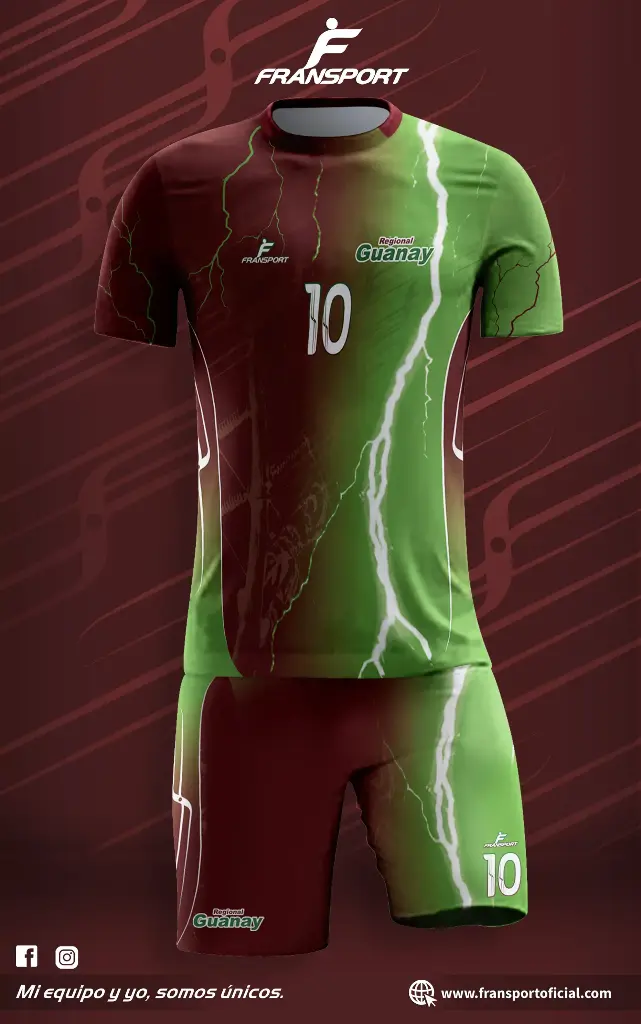 Poleras y corto Fútbol Diseño Fransport Personalizable full sublimado (Verde)