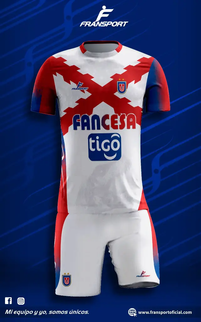 Poleras y corto Fútbol Diseño Fransport Personalizable full sublimado (Blanco)
