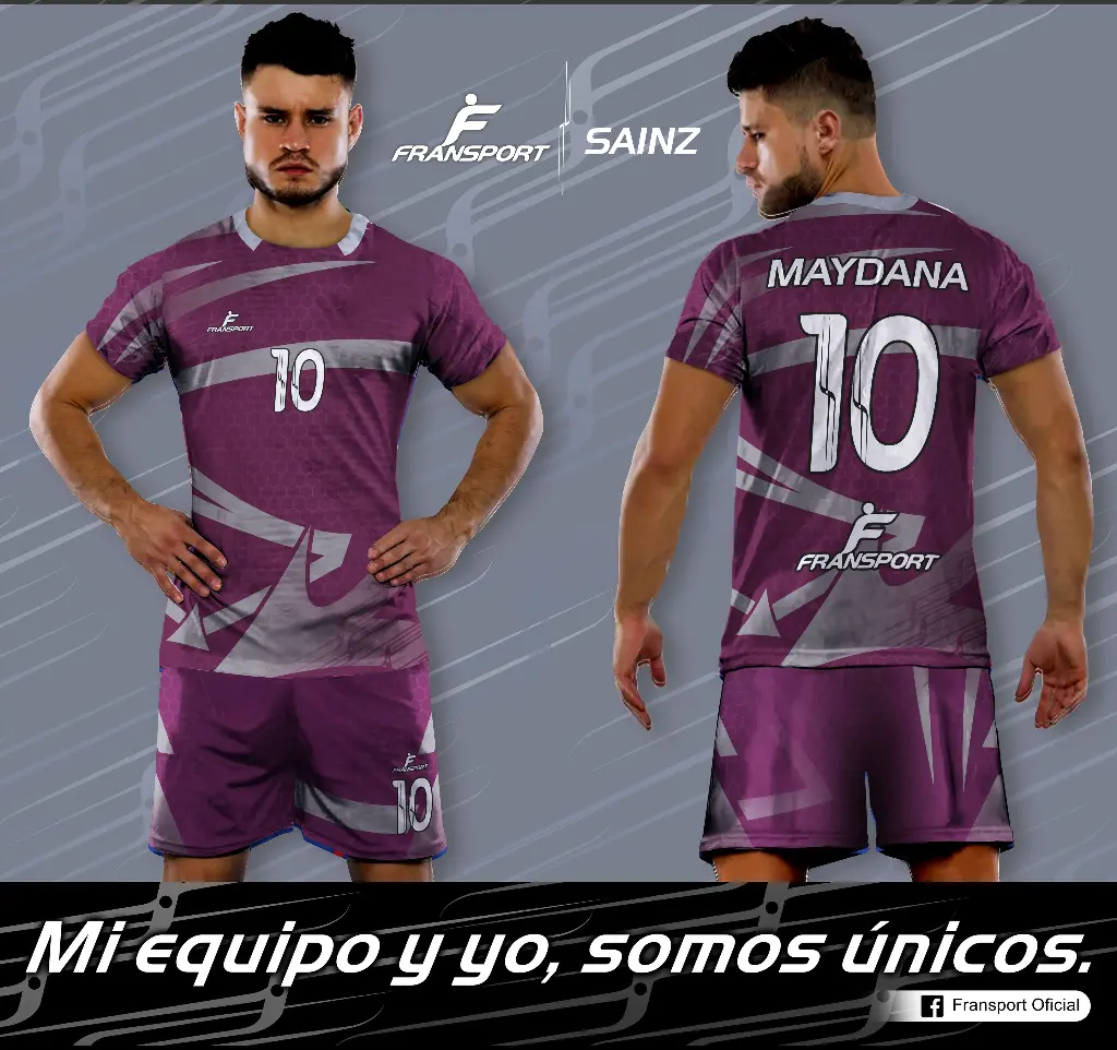 Poleras y corto Fútbol Diseño Fransport Personalizable full sublimado