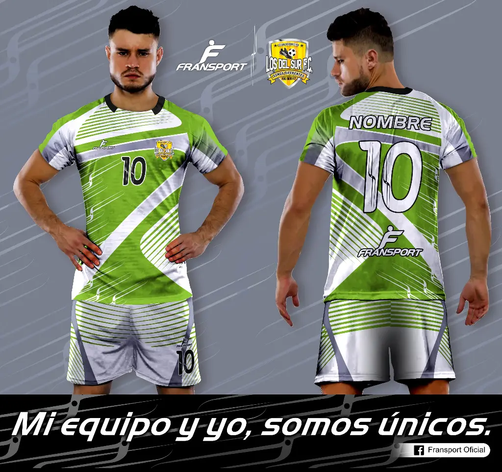 Poleras y corto Fútbol Diseño Fransport Personalizable full sublimado (Blanco)