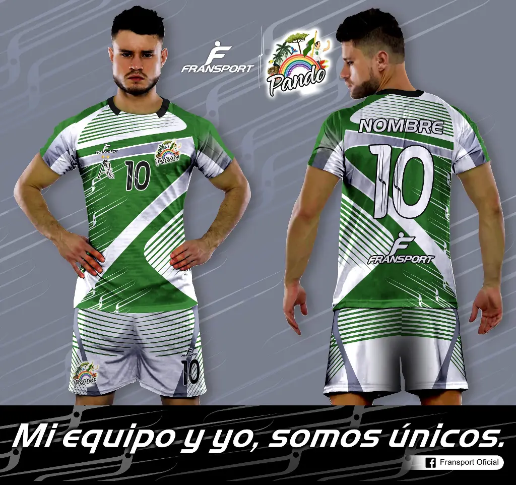 Poleras y corto Fútbol Diseño Fransport Personalizable full sublimado (Blanco)