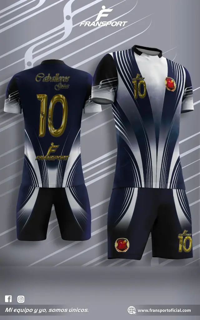 Poleras y corto Fútbol Diseño Fransport Personalizable full sublimado (Blanco)