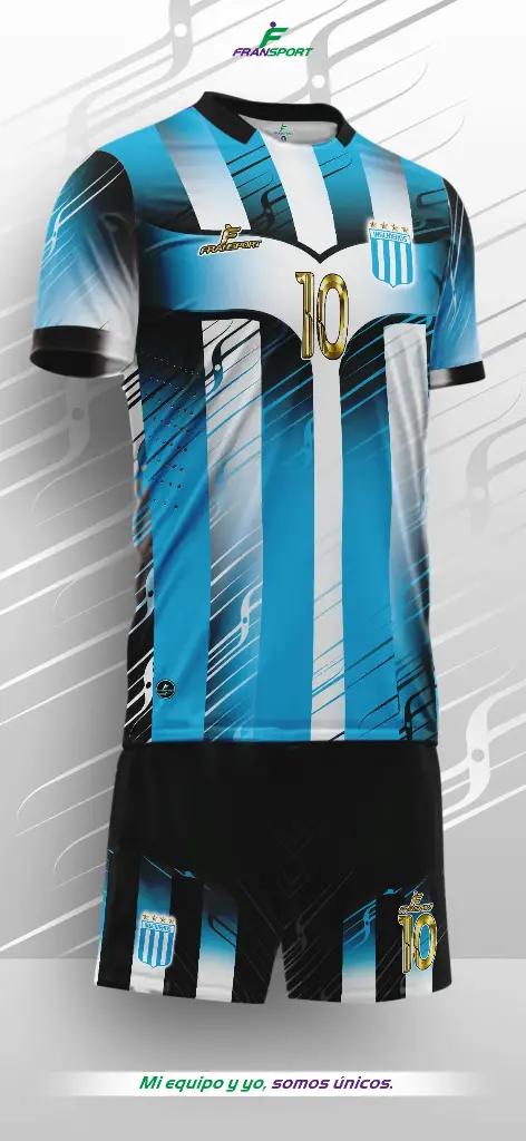 Poleras y corto Fútbol Diseño Fransport Personalizable full sublimado (Blanco)