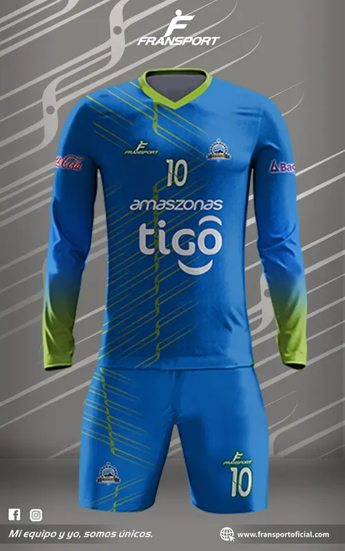 Poleras y corto Fútbol Diseño Fransport Personalizable full sublimado (Turqueza)