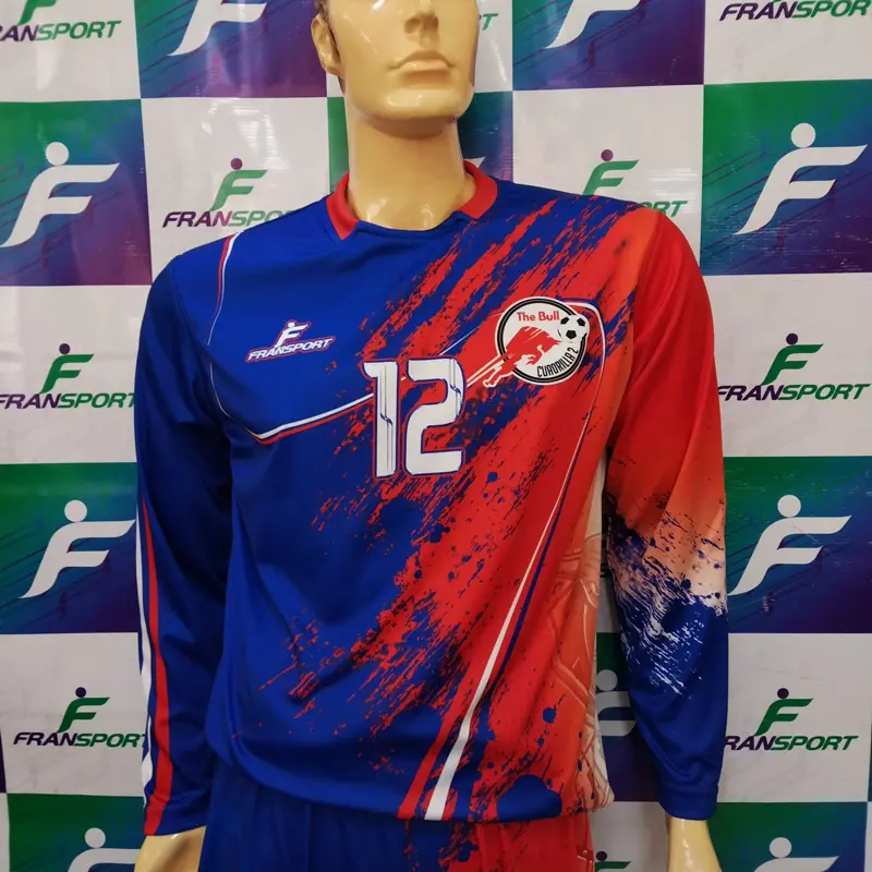 Poleras y corto Fútbol Diseño Fransport Personalizable full sublimado (Azul)