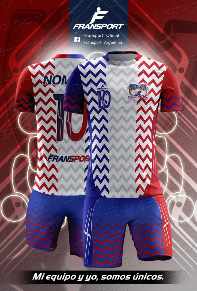 Poleras y corto Fútbol Diseño Fransport Personalizable full sublimado (Blanco)