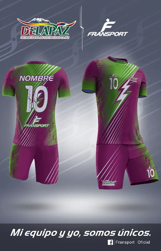 Poleras y corto Fútbol Diseño Fransport Personalizable full sublimado (Verde)