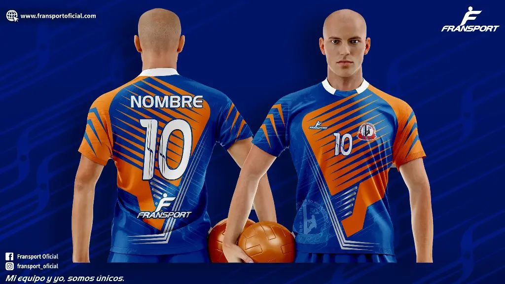 Poleras y corto Fútbol Diseño Fransport Personalizable full sublimado (Azul)