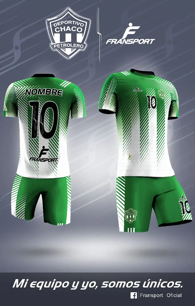 Poleras y corto Fútbol Diseño Fransport Personalizable full sublimado (Blanco)