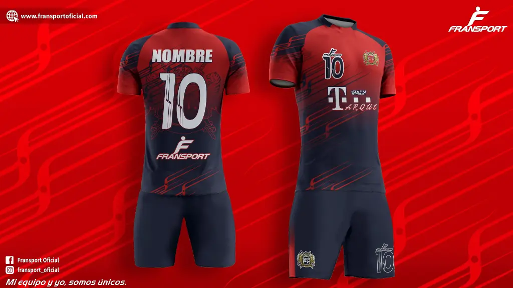 Poleras y corto Fútbol Diseño Fransport Personalizable full sublimixto (Azul marino)