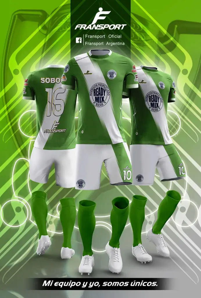 Poleras y corto Fútbol Diseño Fransport Personalizable full sublimado (Blanco)