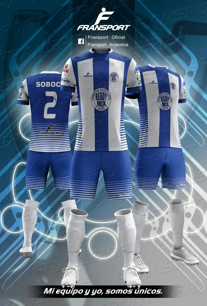 Poleras y corto Fútbol Diseño Fransport Personalizable full sublimado (Blanco)